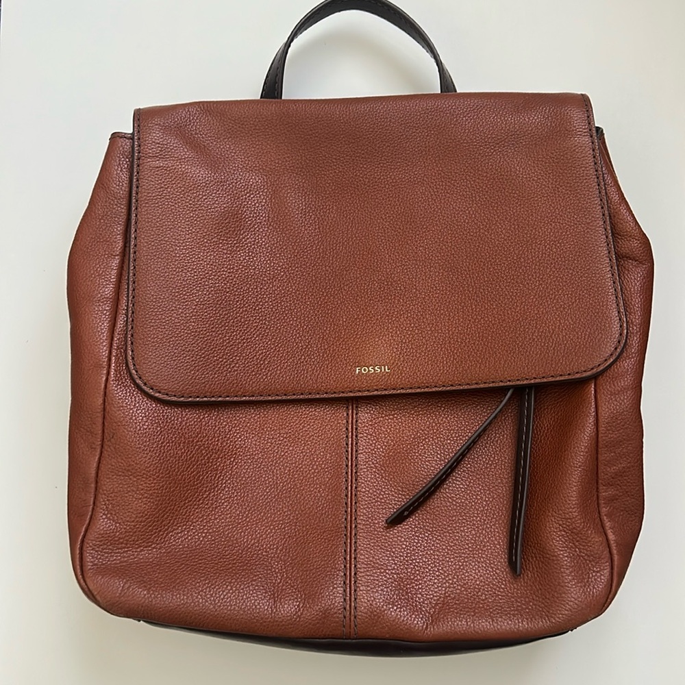 Fossil Clair Leather Backpack Brandy Brown